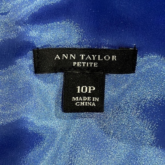 Ann Taylor Blue Eyelet Pleated Fit & Flare Midi Dress Size 10P - EUC - Picture 5 of 6